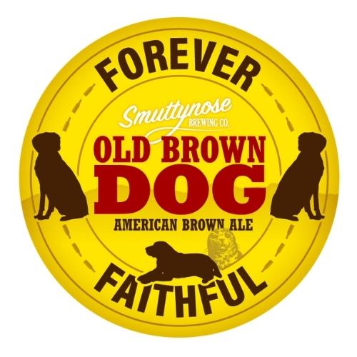 SBC TIN TACKER ROUND OLD BROWN DOG